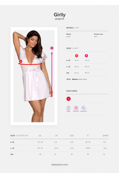 Изящный коротенький пеньюар Girlly с кружевом Изящный коротенький пеньюар Girlly с кружевом