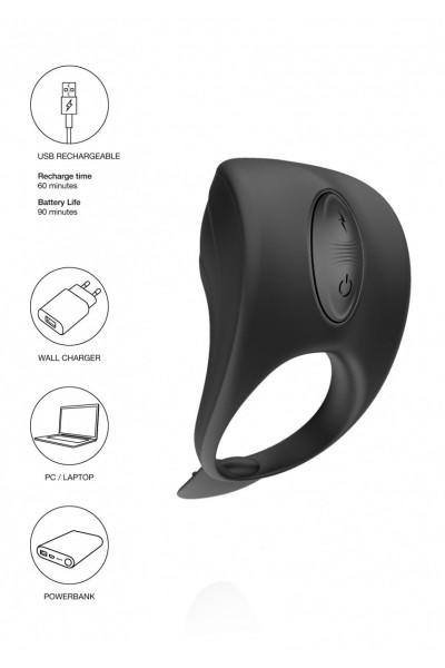 Черное эрекционное виброкольцо с электростимуляцией C-spot Massager Черное эрекционное виброкольцо с электростимуляцией C-spot Massager