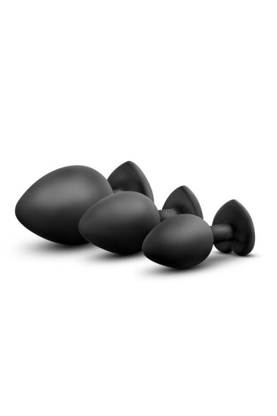 Набор из 3 черных анальных пробок с радужным кристаллом Bling Plugs Training Kit Набор из 3 черных анальных пробок с радужным кристаллом Bling Plugs Training Kit