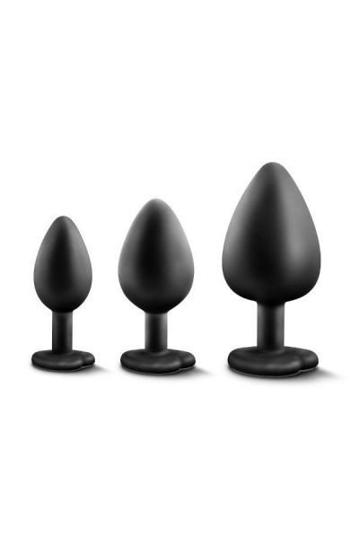Набор из 3 черных анальных пробок с радужным кристаллом Bling Plugs Training Kit Набор из 3 черных анальных пробок с радужным кристаллом Bling Plugs Training Kit