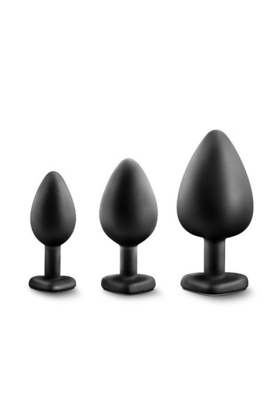 Набор из 3 черных анальных пробок с радужным кристаллом Bling Plugs Training Kit Набор из 3 черных анальных пробок с радужным кристаллом Bling Plugs Training Kit
