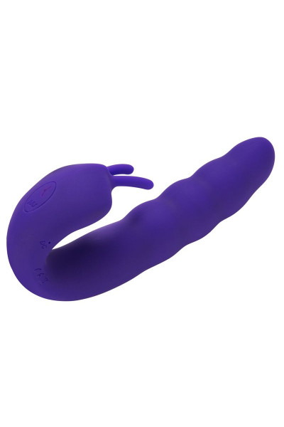 Фиолетовый вибратор Ribbed Dual Stimulator with Rolling Ball - 17 см. Фиолетовый вибратор Ribbed Dual Stimulator with Rolling Ball - 17 см.