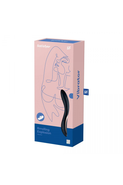 Черный вибромассажер Rrrolling Explosion с движущимся шариком - 23 см. Черный вибромассажер Rrrolling Explosion с движущимся шариком - 23 см.