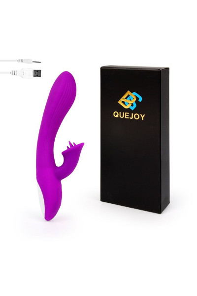 Фиолетовый рельефный вибратор-кролик QUEJOY - 25 см. Фиолетовый рельефный вибратор-кролик QUEJOY - 25 см.