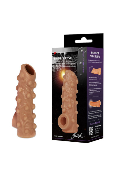 Телесная насадка с бугорками и открытой головкой Nude Sleeve M - 12 см. Телесная насадка с бугорками и открытой головкой Nude Sleeve M - 12 см.