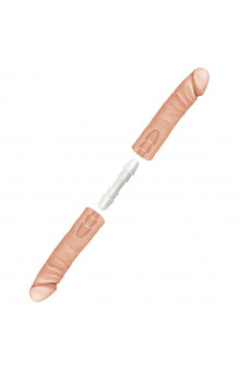 Телесный двусторонний фаллоимитатор из 2 частей The D Double D 16 - 40,6 см.