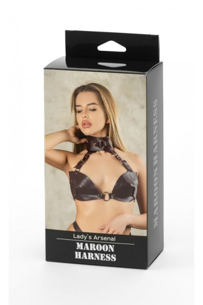Бордовая сбруя из ошейника с лифом Maroon Harness Бордовая сбруя из ошейника с лифом Maroon Harness
