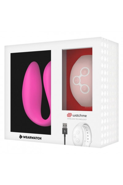 Розовый вибратор для пар с нежно-розовым пультом-часами Weatwatch Dual Pleasure Vibe Розовый вибратор для пар с нежно-розовым пультом-часами Weatwatch Dual Pleasure Vibe