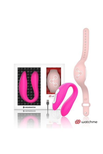 Розовый вибратор для пар с нежно-розовым пультом-часами Weatwatch Dual Pleasure Vibe Розовый вибратор для пар с нежно-розовым пультом-часами Weatwatch Dual Pleasure Vibe
