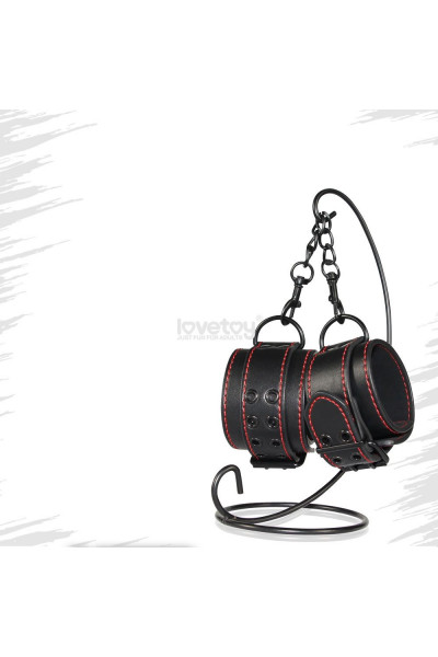 Черные поножи Bondage Fetish Pleasure Ankle cuffs с контрастной строчкой Черные поножи Bondage Fetish Pleasure Ankle cuffs с контрастной строчкой