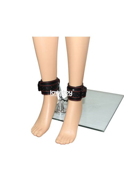 Черные поножи Bondage Fetish Pleasure Ankle cuffs с контрастной строчкой Черные поножи Bondage Fetish Pleasure Ankle cuffs с контрастной строчкой