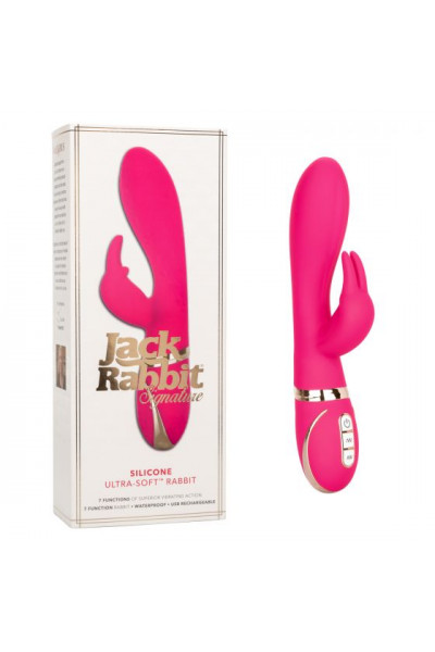 Розовый силиконовый вибратор с клиторальным отростком Signature Silicone Ultra-Soft Rabbit - 22,75 см. Розовый силиконовый вибратор с клиторальным отростком Signature Silicone Ultra-Soft Rabbit - 22,75 см.