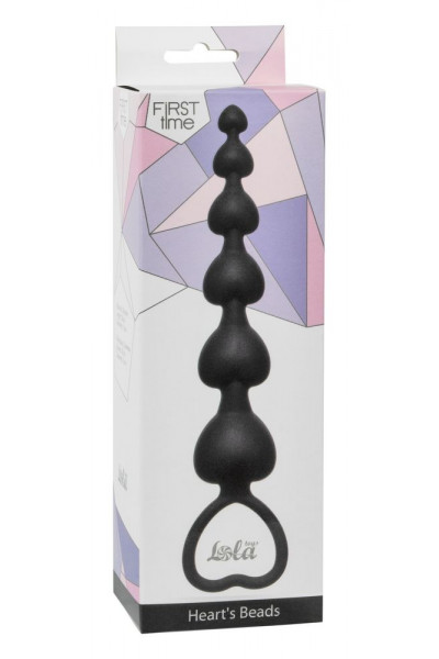 Чёрная анальная цепочка Heart s Beads Black - 18 см. Чёрная анальная цепочка Heart s Beads Black - 18 см.