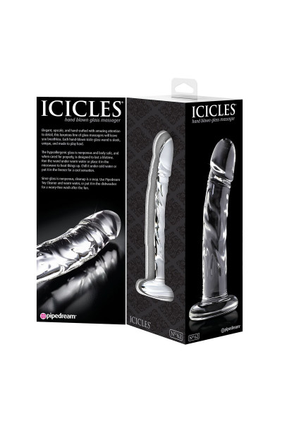 Прозрачный стеклянный фаллоимитатор Icicles №62 - 16,5 см. Прозрачный стеклянный фаллоимитатор Icicles №62 - 16,5 см.