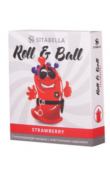 Стимулирующий презерватив-насадка Roll Ball Strawberry