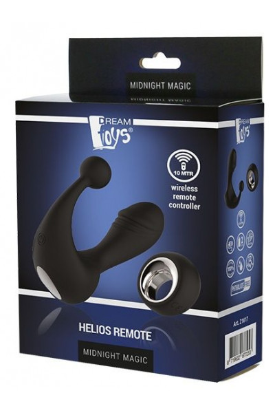 Черный вибромассажер со стимулятором клитора HELIOS REMOTE Черный вибромассажер со стимулятором клитора HELIOS REMOTE