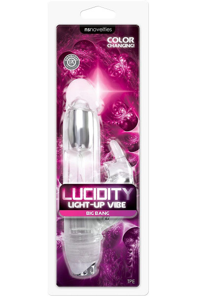 Прозрачный вибратор с клиторальным зайкой Lucidity Big Bang Light Up Vibe - 16 см. Прозрачный вибратор с клиторальным зайкой Lucidity Big Bang Light Up Vibe - 16 см.