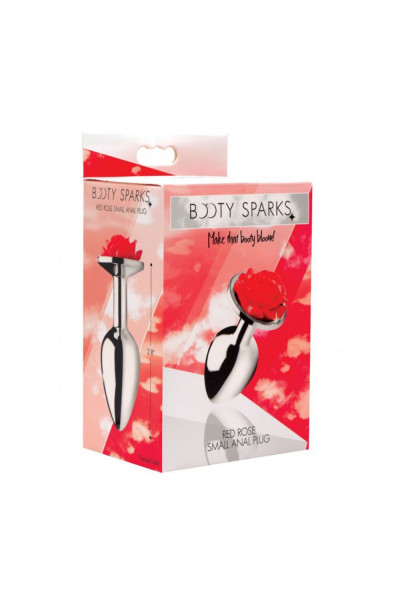 Серебристая анальная пробка с розой Red Rose Butt Plug - 8 см. Серебристая анальная пробка с розой Red Rose Butt Plug - 8 см.