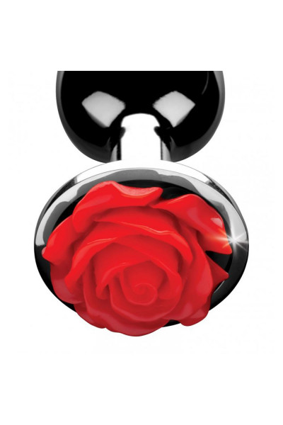 Серебристая анальная пробка с розой Red Rose Butt Plug - 8 см. Серебристая анальная пробка с розой Red Rose Butt Plug - 8 см.