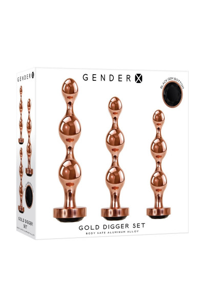 Набор из 3 золотистых анальных стимуляторов-елочек Gold Digger Set Набор из 3 золотистых анальных стимуляторов-елочек Gold Digger Set