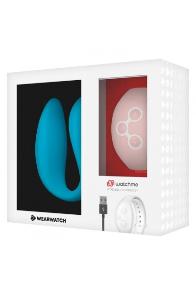 Голубой вибратор для пар с нежно-розовым пультом-часами Weatwatch Dual Pleasure Vibe Голубой вибратор для пар с нежно-розовым пультом-часами Weatwatch Dual Pleasure Vibe