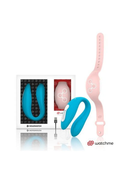 Голубой вибратор для пар с нежно-розовым пультом-часами Weatwatch Dual Pleasure Vibe Голубой вибратор для пар с нежно-розовым пультом-часами Weatwatch Dual Pleasure Vibe