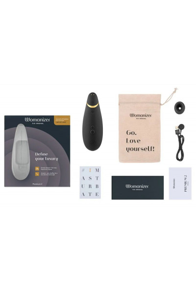 Черный клиторальный стимулятор Womanizer Premium 2 Черный клиторальный стимулятор Womanizer Premium 2