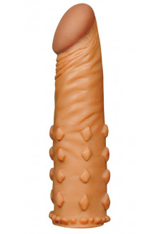 Коричневая насадка-удлинитель Add 2 Pleasure X Tender Penis Sleeve - 18 см.