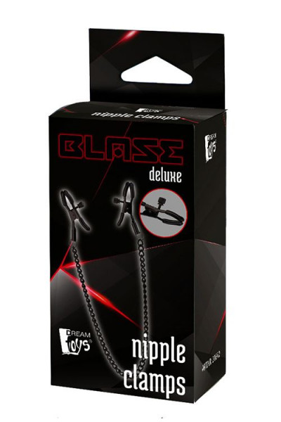 Черные зажимы на соски на цепочке BLAZE DELUXE NIPPLE CLAMPS Черные зажимы на соски на цепочке BLAZE DELUXE NIPPLE CLAMPS