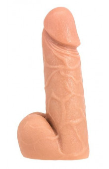 Телесный фаллоимитатор SO REAL REALISTIC 7INCH DONG BALLS - 18 см.