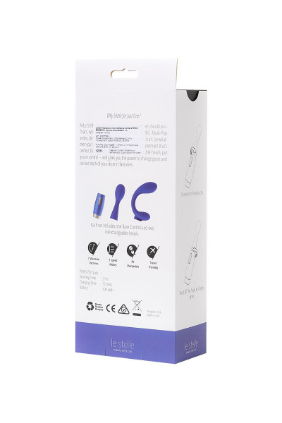 Синий вибратор Le Stelle PERKS SERIES EXC с 2 сменными насадками Синий вибратор Le Stelle PERKS SERIES EXC с 2 сменными насадками