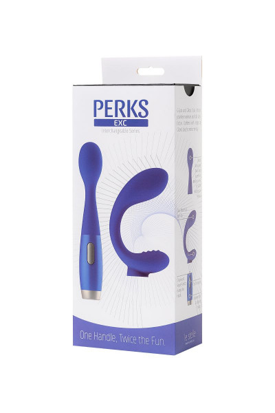 Синий вибратор Le Stelle PERKS SERIES EXC с 2 сменными насадками Синий вибратор Le Stelle PERKS SERIES EXC с 2 сменными насадками