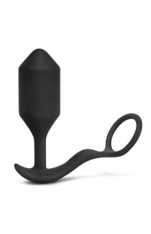 Черная анальная вибропробка с эрекционным кольцом Vibrating Snug Tug XL