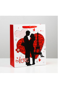 Подарочный пакет Романтичная пара Love - 32 х 26 см.