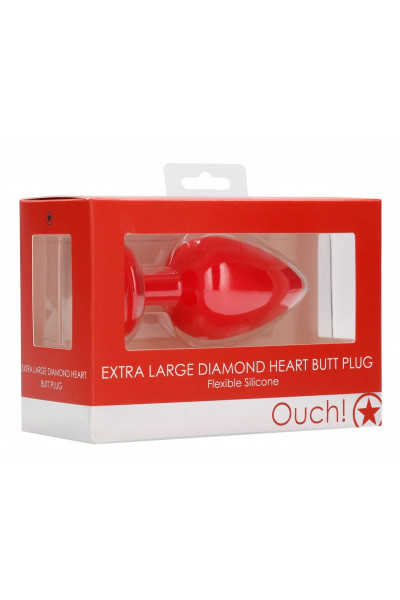 Красная анальная пробка с прозрачным стразом Extra Large Diamond Heart Butt Plug - 9,5 см. Красная анальная пробка с прозрачным стразом Extra Large Diamond Heart Butt Plug - 9,5 см.