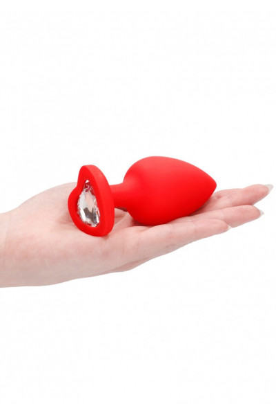 Красная анальная пробка с прозрачным стразом Extra Large Diamond Heart Butt Plug - 9,5 см. Красная анальная пробка с прозрачным стразом Extra Large Diamond Heart Butt Plug - 9,5 см.