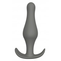 Серый удлиненный анальный стимулятор PLUG WITH T-HANDLE - 15,6 см. 