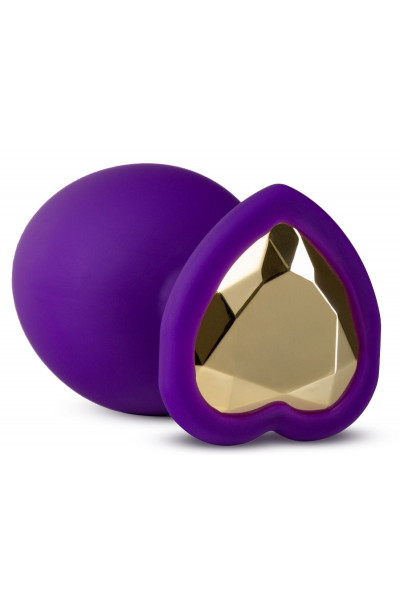 Фиолетовая анальная пробка Bling Plug Large с золотистым стразом - 9,5 см. Фиолетовая анальная пробка Bling Plug Large с золотистым стразом - 9,5 см.