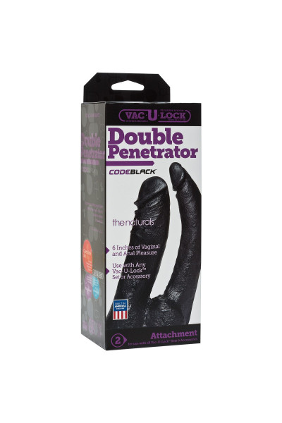 Черная насадка-фаллоимитатор для двойной стимуляции Double Penetrator - 16 см. Черная насадка-фаллоимитатор для двойной стимуляции Double Penetrator - 16 см.