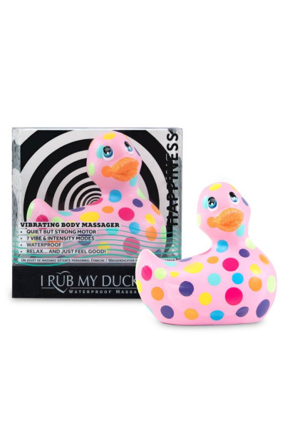 Розовый вибратор-уточка I Rub My Duckie 2.0 Happiness в разноцветный горох Розовый вибратор-уточка I Rub My Duckie 2.0 Happiness в разноцветный горох