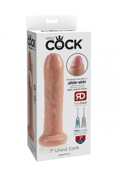 Телесный необрезанный фаллоимитатор на присоске 7 Uncut Cock - 19,1 см. Телесный необрезанный фаллоимитатор на присоске 7 Uncut Cock - 19,1 см.
