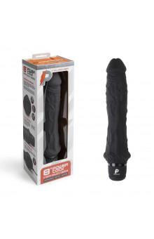 Черный вибратор-реалистик 8 Girthy Realistic Vibrator - 24,5 см.