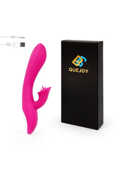 Ярко-розовый рельефный вибратор-кролик QUEJOY - 25 см. Ярко-розовый рельефный вибратор-кролик QUEJOY - 25 см.