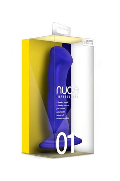 Синий перезаряжаемый вибратор Nude Impressions 01 - 15 см. Синий перезаряжаемый вибратор Nude Impressions 01 - 15 см.