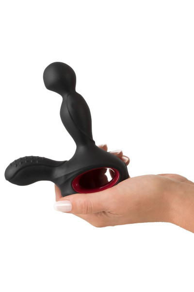 Черный вибромассажер простаты с нагревом и ротацией Prostate Plug - 14,5 см. Черный вибромассажер простаты с нагревом и ротацией Prostate Plug - 14,5 см.