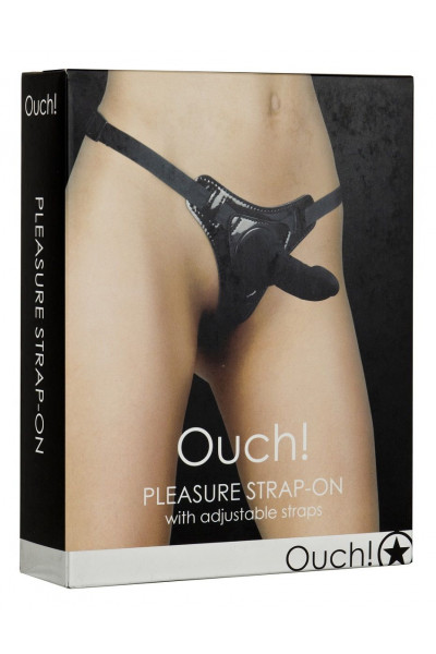 Чёрный страпон Pleasure Strap-On - 14,5 см. Чёрный страпон Pleasure Strap-On - 14,5 см.