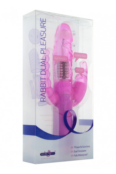 Розовый вибратор RABBIT DUAL PLEASURE с клиторальным и анальным стимуляторами - 22 см. Розовый вибратор RABBIT DUAL PLEASURE с клиторальным и анальным стимуляторами - 22 см.