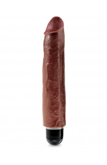 Коричневый вибратор-реалистик 10 Vibrating Stiffy - 30,5 см.
