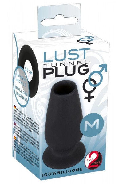 Чёрная анальная пробка-тоннель Lust Tunnel M - 10 см. Чёрная анальная пробка-тоннель Lust Tunnel M - 10 см.