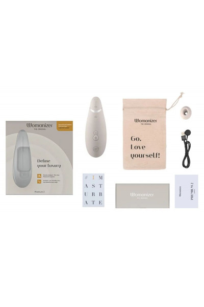 Светло-серый клиторальный стимулятор Womanizer Premium 2 Светло-серый клиторальный стимулятор Womanizer Premium 2
